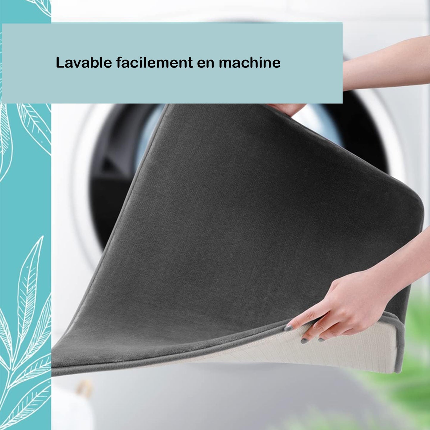 Tapis de bain antidérapant haut de gamme - anti-humidité absorbant et tendance - Lavable et séchage rapide